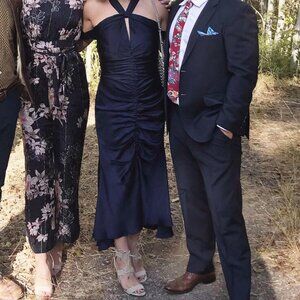 Keepsake The Label - Navy Blue Ruched Off The Shoulder Dress